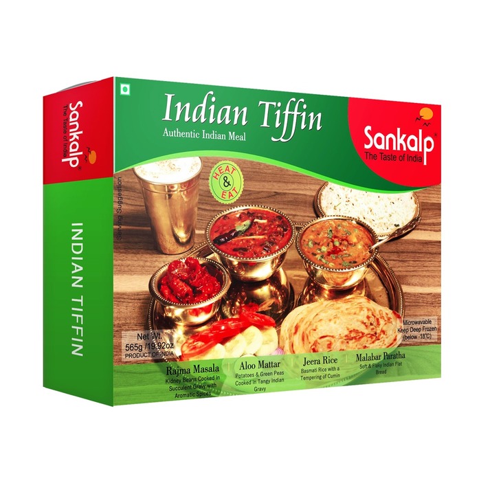 Tiffin Meal (Dal Tadka/Vegetable Jalfrazie/Peas Pulao/Malabar Paratha) 